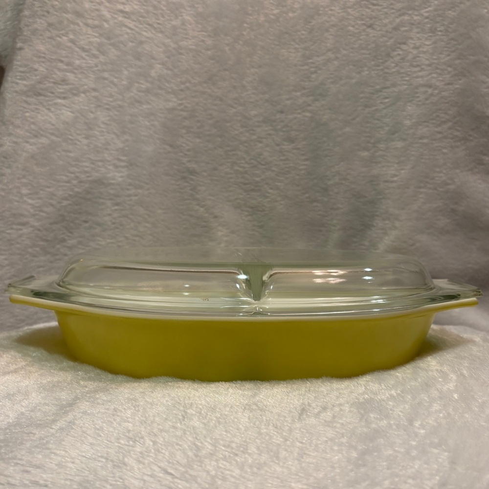 💚 Vintage Pyrex Verde Oval Divided Baking Dish with Lid 💚